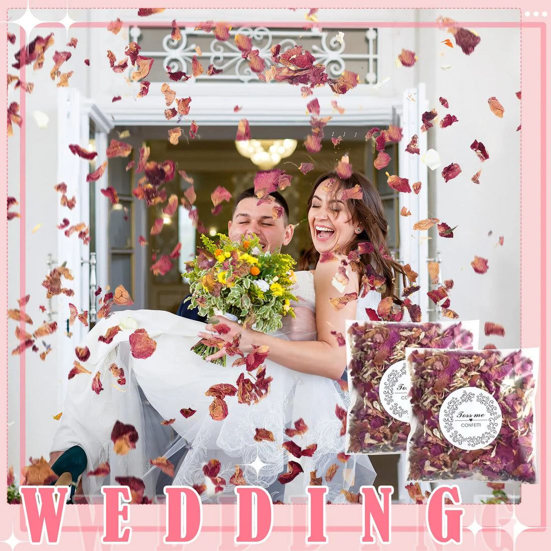 10-100Pcs Wedding Confetti Dried Flower Petals Natural Rose Petals Biodegradable Confetti Wedding Confetti Kit for Bridal Shower