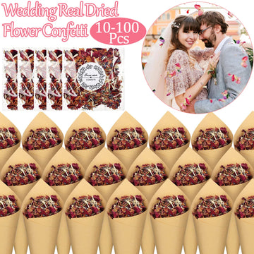 10-100Pcs Wedding Confetti Dried Flower Petals Natural Rose Petals Biodegradable Confetti Wedding Confetti Kit for Bridal Shower