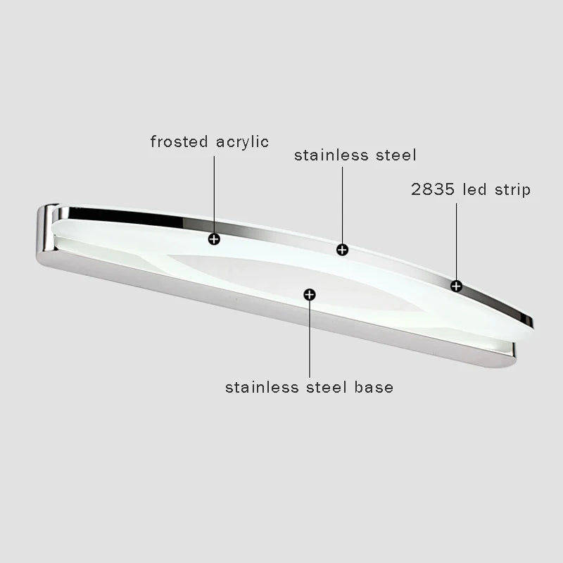 Modern 12W / 20W Led Bathroom Mirror Light Acrylic Lampshade Wall Lamp Stainless Steel Sconce Home Lighting 170-240V