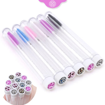 20pcs Reusable Eyebrow Brush Tube Leopard Serpentine Diamond Mascara Wands Dust-proof Eyelash Extension Supplies Makeup Tool