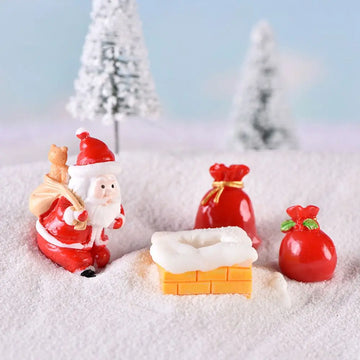 New Christmas Old Man Snowman Micro Landscape Snow Scene Train Box Christmas Socks Small Gift Bell Resin Decoration
