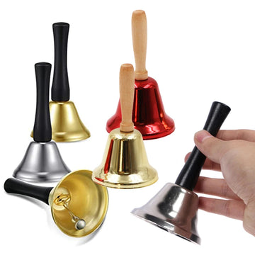 Christmas Hand Bell Santa Claus Jingle Bells Gold Silver School Handbell Restaurant Call Bell Service Supplies Xmas Decoration