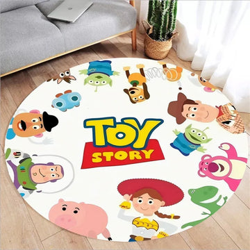 MINISO Disney Toy Story Print Round Rugs Kids Room Floor Mats Non-Slip Living Room Rugs Washable Carpet for Home Decor Mat