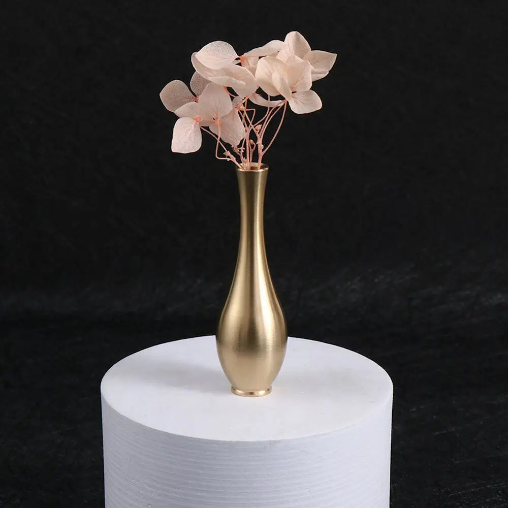 Mini Copper Antique Vase Creative Desktop Ornaments New Plant Container Flower Ornaments Vases Living Room Decoration Bottles