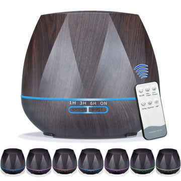550ML Ultrasonic Aromatherapy Diffuser & Air Humidifier, Remote Control 7-Color LED Light, Quiet Essential Oil Diffuser for Home