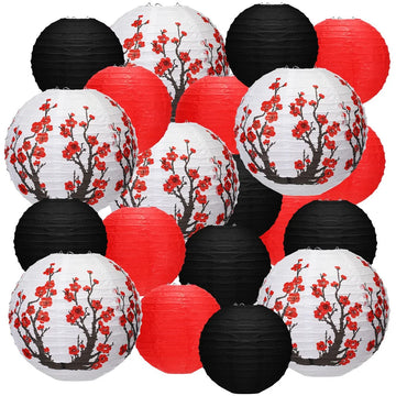 20pcs Sino Japanese Paper Lanterns Cherry Blossom Chinese Lanterns for Hibachi Party Wedding Home Restaurant Decor