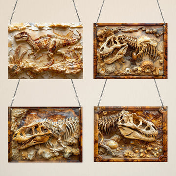 1pc Ancient Fossil Art Style Decoration 2D Relief Dinosaur Element Wall Art Decoration Acrylic Sign Plaque Decoration