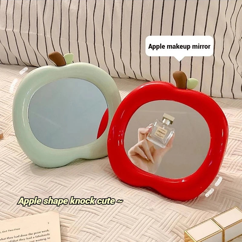 Ins Decorative Mirror Apple Shape Makeup Mirror Desktop Cosmetic Mirrors for Bedroom Dormitory Desk Accessories Home Decor 거울
