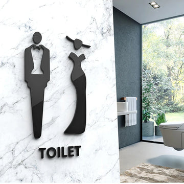 Wall Stickers Toilet Bathroom Door WC Entrance Sign Home Decoration Creative Black Pattern Wall Decals Wallpaper House Sign