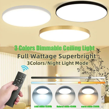 Modern LED Ceiling Light 220V LED Lights Living Room Lighting Three-Color Dimming Lighting Remote Control Ceiling Lamp Ceiling