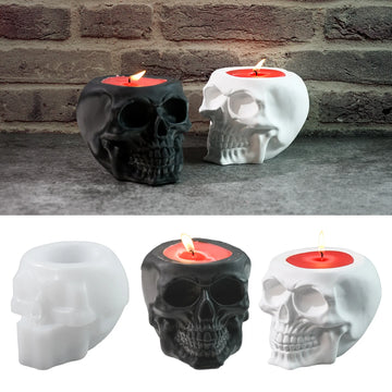 Diy skull storage jar silicone mold Halloween home horror decoration candle cup epoxy resin plaster cement mix casting molds