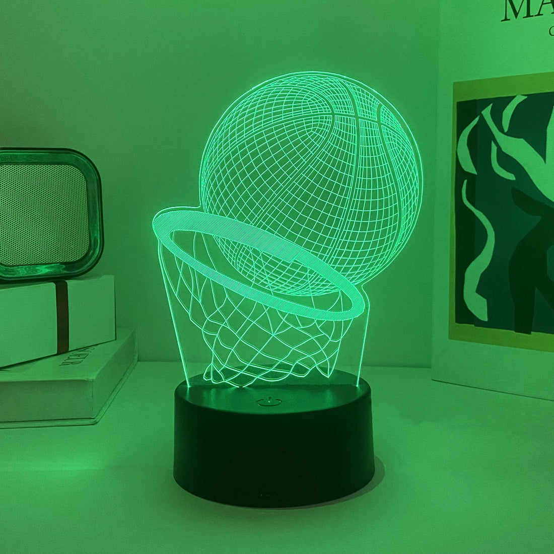 1pcs basketball pattern 3D nightlight, USB atmosphere decorative light, holiday gift table light for family and friends.