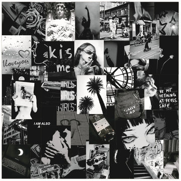 50pcs Black and White Personality Trend Series Graffiti Stickers Suitable for Wall Decoration DIY Sticker Pack with Storage Box