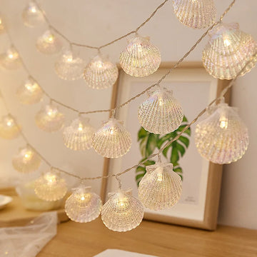 LED Seashells Light Garland Battery-operated Garland Christmas Ornament Wedding Party Xmas Tree New Year's Decor Fairy Light