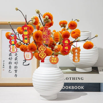 White Plastic Flower Vase Home Aesthetic Flowerpot Plant Container
Flower Bottle Vase for Desktop Decor Interior Accessories