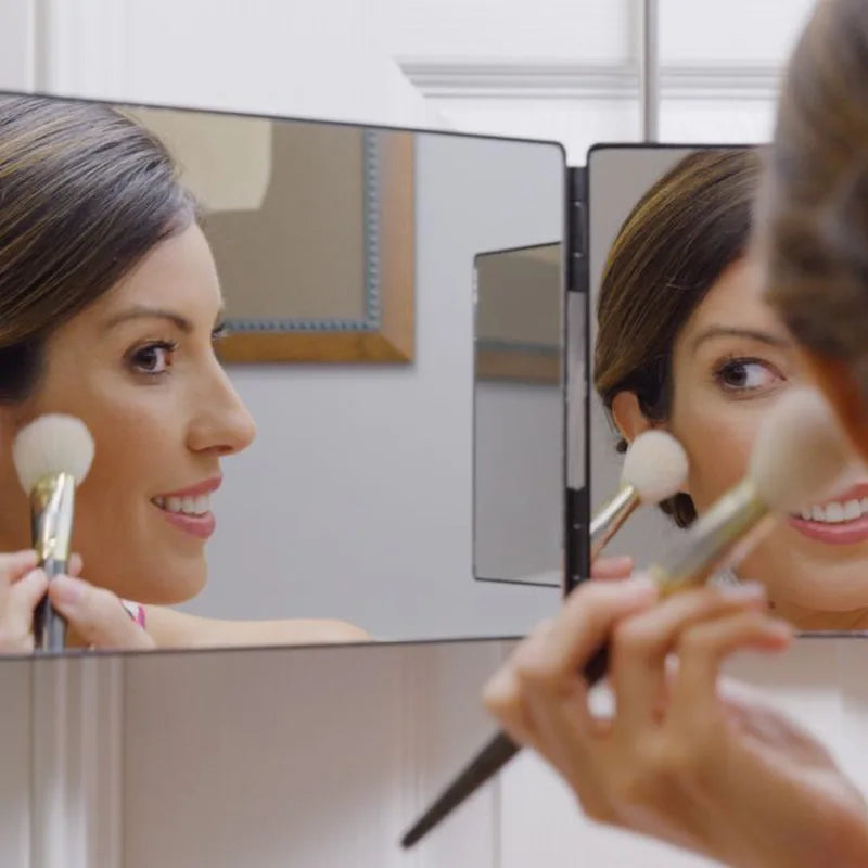 Trifold LED Mirror Self Haircut Makeup Mirror with Light Adjustable Height 3 Way Self Haircut Mirror Hd Glass 3 Way Mirror