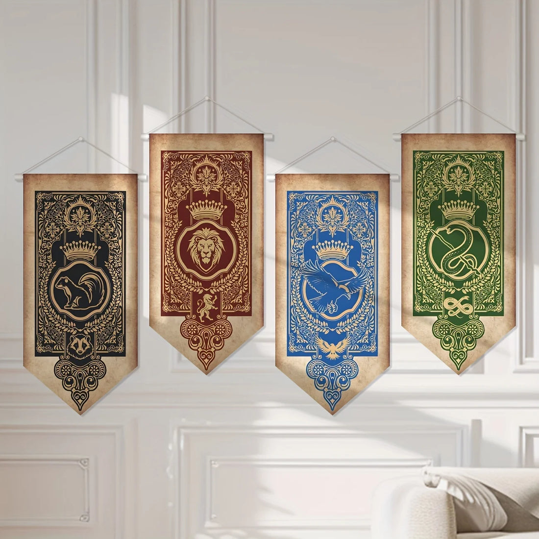 4Pcs Wizard Party Decorations Magical Wizard Party Poster Vintage Castle Decor for Welcome Wizard Decoration Halloween Witch