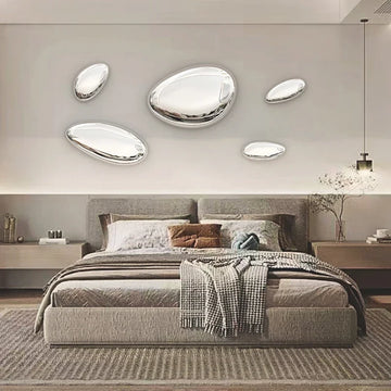 Hotel Pendant European Style Imitation Stainless Steel Goose Egg Stone Wall Decoration Creative Water Drop Wall Decoration