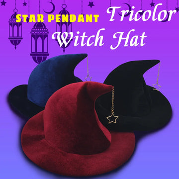Adult Kids Halloween Witch Hat with Star mon Pattern Masquerade Wizard Hat Cosplay Costume Halloween Party Funny Dress up Props