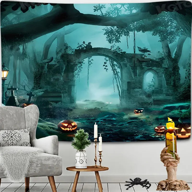 Hallowee Tapestry Halloween Pumpkin Home Decoration  Hanging Background Cloth bedroom aesthetic art large fabric wall tapestry