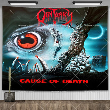 Obituarys Band Death Metal Tapestry Wall Hanging Interior Decoration Flags Banner Retro Tapestrys Macrame Aesthetic Tapestries
