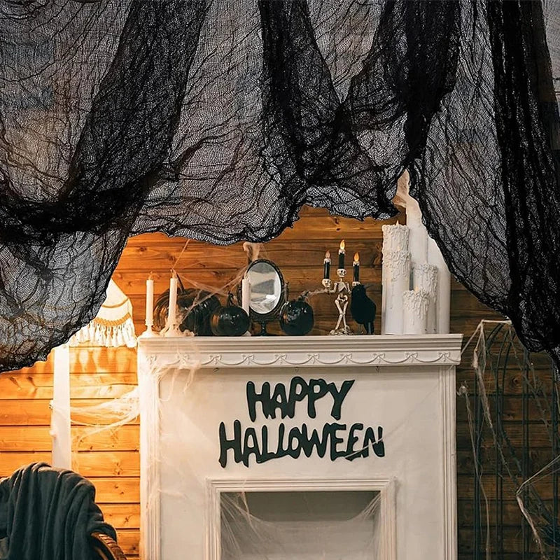 Black Halloween Gauze Cloth Horror Netting Spider Web Decorations Halloween Haunted House Party Decoration  Garden Wall Props