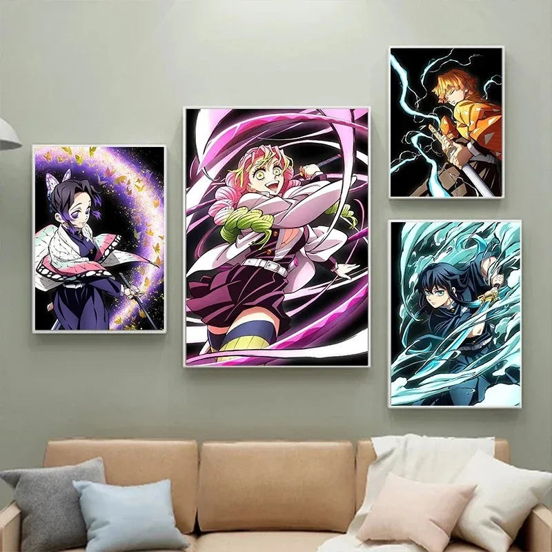 Demon Slayer Wall Art Poster - Nezuko and Tanjiro Canvas Prints for Home Decor, Living Room, Bedroom, and Unique Gifts