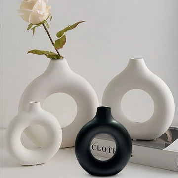 1 piece round vase decoration, imitation ceramic vase, suitable for wedding vase decoration, home living room flower arrangement
