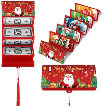 Christmas Santa Claus Money Card Envelope With 10 Card Slot Merry Christmas Decorations For Home 2025 Folding Banknote Card Box