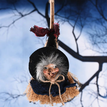 New Halloween Witch Magic Broom Pendant Party Home wall decorations Props Bar doorplate witch ornament Halloween witch pendant