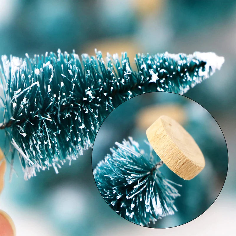 1000PCS Mini Christmas Tree Cedar Pine Christmas Tree on Sisal Silk Christmas Tabletop Decorations Christmas Window Decoration