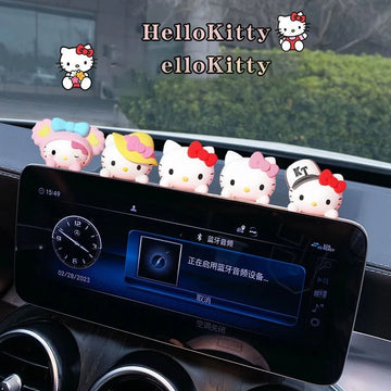 5PCS Kawaii Hello Kitty Car Decoration Ornaments Japanese Charm DIY Car Display Decoration Ornaments Birthday Gift