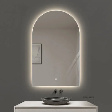 Arched Smart Bath Mirror Toilet Led Lighted Dressing Mirrors Bathroom Fixture Wall Mounted Home Semicircular Hair Salon Mirror