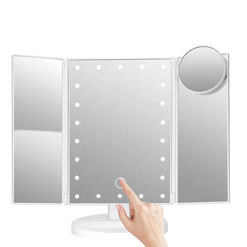 Fashionable foldable LED magnifying makeup mirror, desktop organizer mirror, a wonderful gift for Valentine's Day, birthday