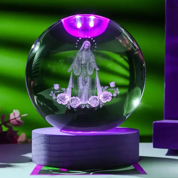 1 pc Virgin Mary 3D laser carved crystal ball lamp, home decoration ornaments, gifts for mom's wife, for devout believers