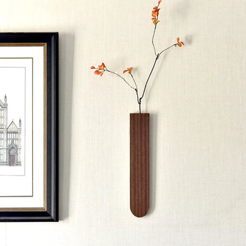 1PC Wooden Wall Mounted Vases Dried Flowers Arrangement Container Strip Shaped Wall Hanging Flower Holders Boho Room Decorations