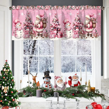 Christmas Short Curtains Valances Merry Christmas Decorations For Home 2025 Xmas Navidad Kitchen Bedroom Ornaments New Year 2026