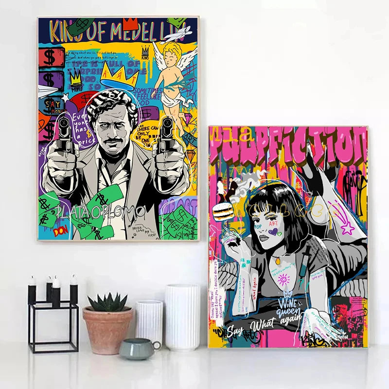 Graffiti Pop Canvas Painting Scarface Street Movie Wall Art Mona Lisa Abstract Protrait Posters And Prints Home Decor Mural