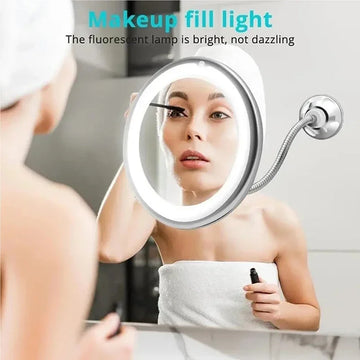 10x Magnifying Vanity Mirror with Lights Touch Screen LED Lighting Dressing Makeup Lamp Bottom Sucker Flexible Portable Design