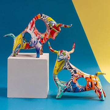 Nordic Creative Nordic Creativity Wall Street Resin Bull Figurine Cattle OX Statue Home Decorations Bull Art Desktop Decor Sculp