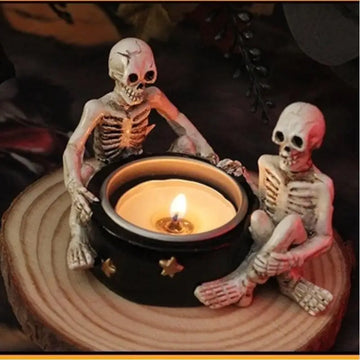 Halloween Skull Candle Holder Retro Skull Candle Holder Tea Lamp Cup Home Halloween Party Decoration Halloween Desktop Decor
