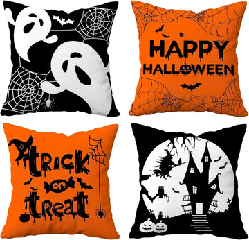 Spooky Halloween Pillows: Ghosts, Witches, and Treats! Sofa cushion cover, holiday party decoration, gift
