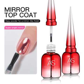 AS 15ml CHROME MIRROR TOP COAT Transparent Nail Gel Crystal Bright Safe and NON-TOXIC Soak Off UV LED Functional Gel