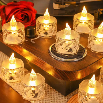 4/8/16Pcs Flameless LED Light Candles Crystal Candle Transparent Electronic Night Lamp for Wedding Valentine's Day Party Decor