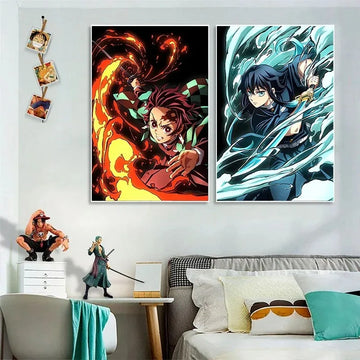 Demon Slayer Wall Art Poster - Nezuko and Tanjiro Canvas Prints for Home Decor, Living Room, Bedroom, and Unique Gifts