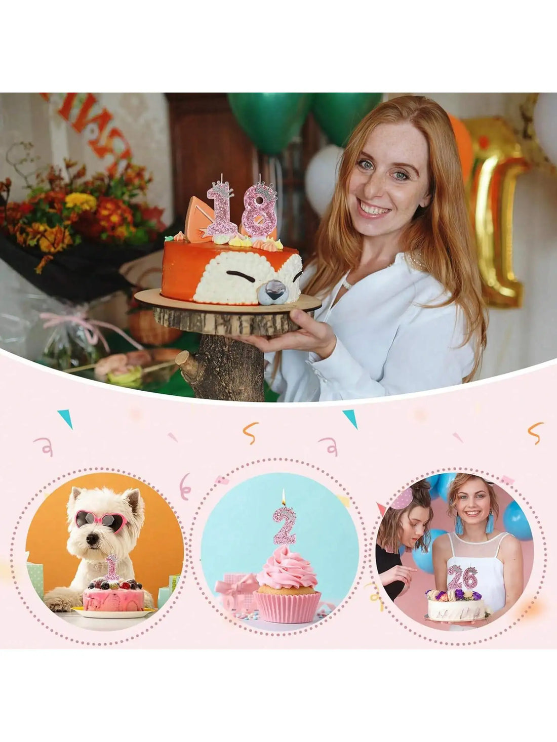 Cake Numeral Candles ,Birthday Candle  pink Colour Creative Candle Princess Crown Girl Happy Birthday Party Decoration