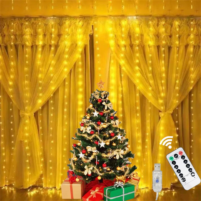 1pc USB 6m/4m/3m Christmas Garland Fairy Light Festoon LED Curtain Lights Wedding Home Bedroom Decoration Lighting 2025 New Year