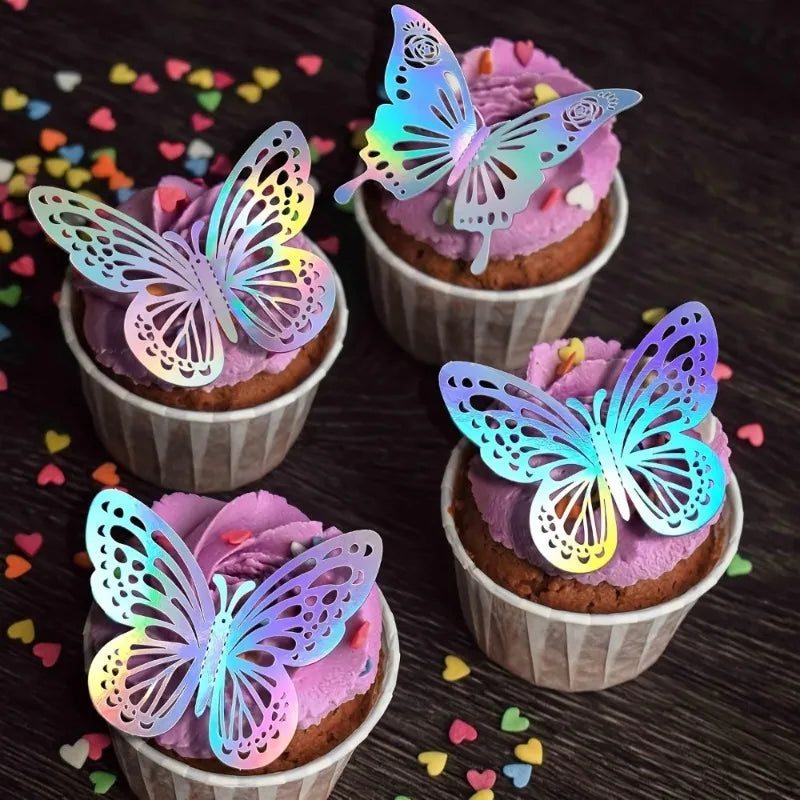 12Pcs 3D Hollow Butterfly Creative Wall Sticker with Glitter For DIY Wall Stickers Modern Wall Art Home Decorations DIY Gift