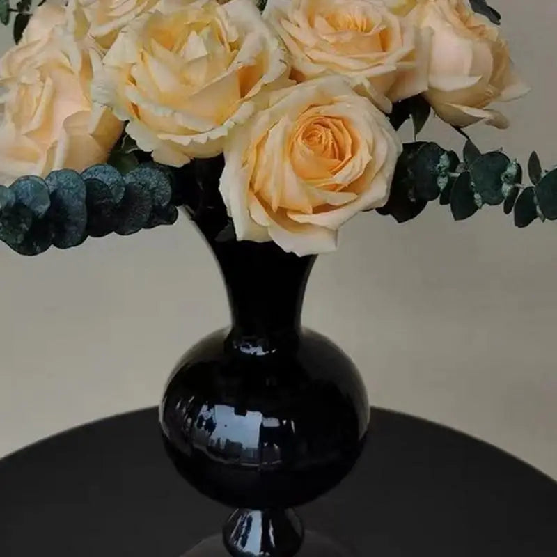 Geometric Glass Vase Black Aesthetic Flowers Bubble Vases Home Decoration Ornament Modern Geometric Vase For Office Exhibition