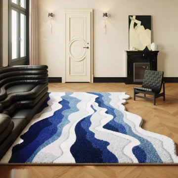 Sea Shaped Wave Imitation Cashmere Carpet Floor Cushion Carpet Living Room Sofa and Bedroom Bedside Applicable Foot Cushion